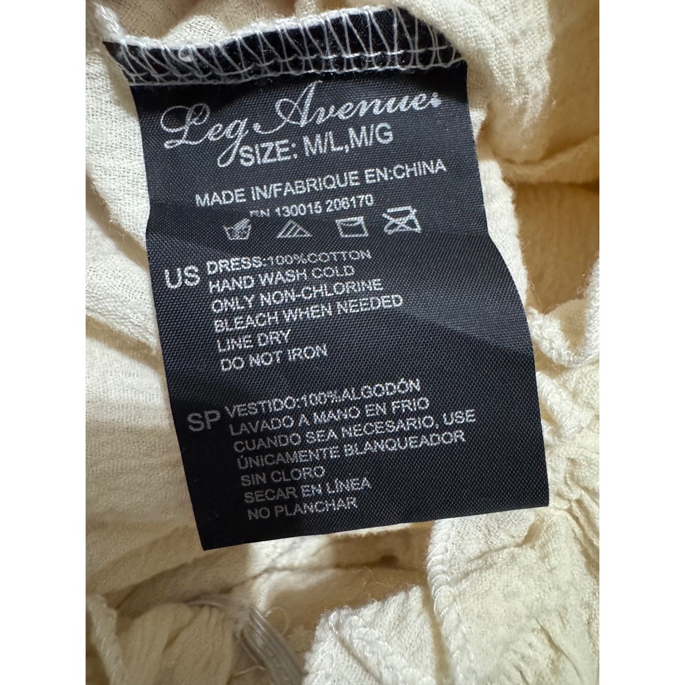 Cottagecore Cream 100% Cotton Dress Size M Gauze High-Low Peasant Renaissan - Picture 5 of 15